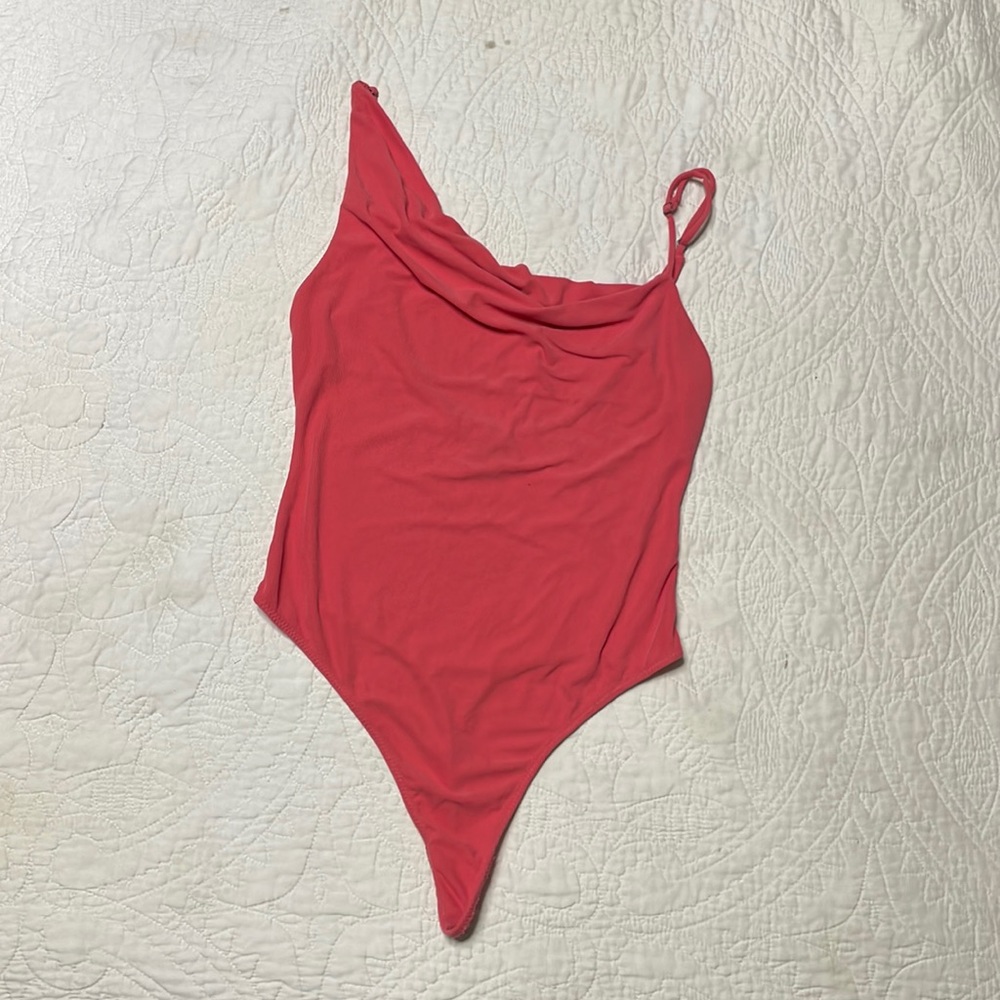 Urban Outfitters coral scowl neck line body suit